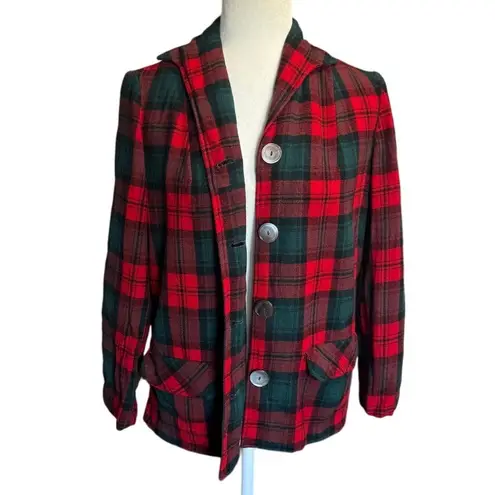 Pendleton 1960s “49er” Wool Jacket – Vintage Red & Green Tartan Plaid – XS/S