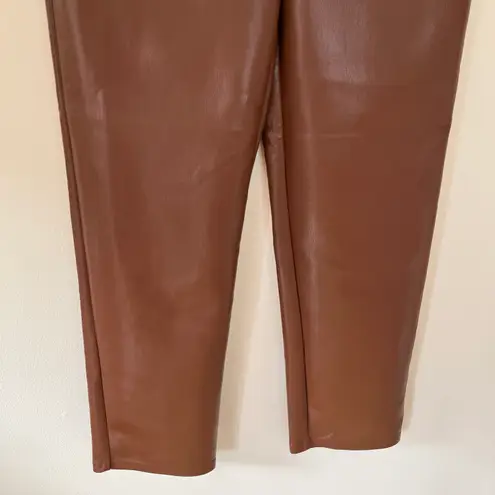 Wilfred NEW The Melina High Rise Vegan Faux Leather Straight Leg Pants Cognac