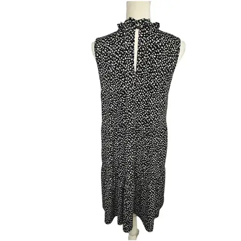 Rielle Ruffle Mock Neck Mini Tent Black Grey White Party Dress Size XL