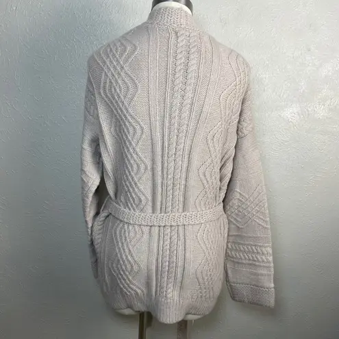 PINCH Oatmeal Cable Knit Belted Cardigan S/M NWT Cozy Chunky Winter Sweater