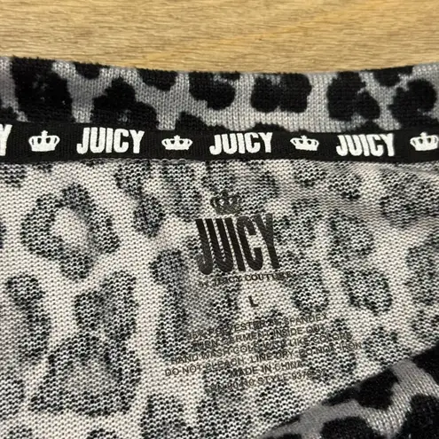 Juicy Couture  Grey Leopard Print Crop Top Long Sleeve Size Large