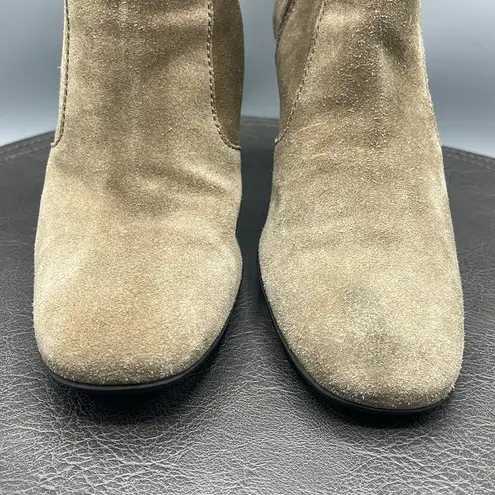 Tod's  Boots Womens Sz 10 Leather Suede Tan Heels Heeled Boots Designer Zipper