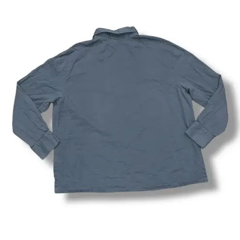 Eberjay Eberjey Organic Cotton Long Sleeve Blue Button Front Top Sz M