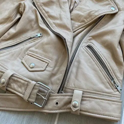 ALLSAINTS NWT All Saints Cole Biker Leather Jacket Sand Brown Sz 2