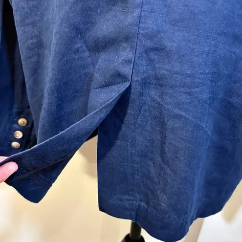 Quince Flax European Linen Weave Blazer w/Pockets in Navy Women's Coastal XL🧡