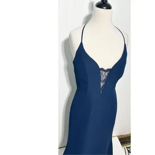 Hayley Paige Occasions Hayley Paige Sleeveless Sweetheart Neckline Lace Racerback Dress Navy Blue 12