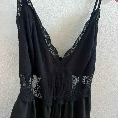 NWT Blashe Black Romper Lace Midriff Wide Leg Small