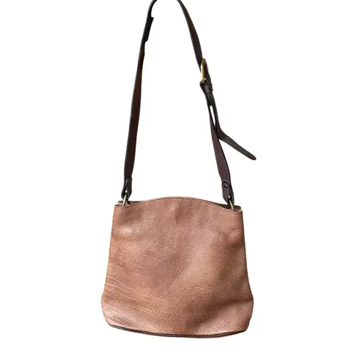 I Ponti Firenze Brown Penble Leather Wide Strap Shoulder Bag