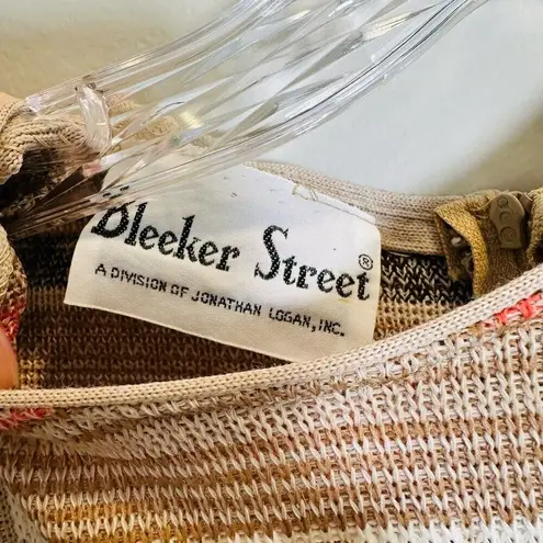 Bleeker Street Vintage 1960s Short Sleeve Midi Knit Dress Women's 8 Tan Coral Brown