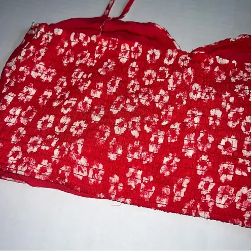 Dance & Marvel floral crop tie shoulder top red & white in size medium