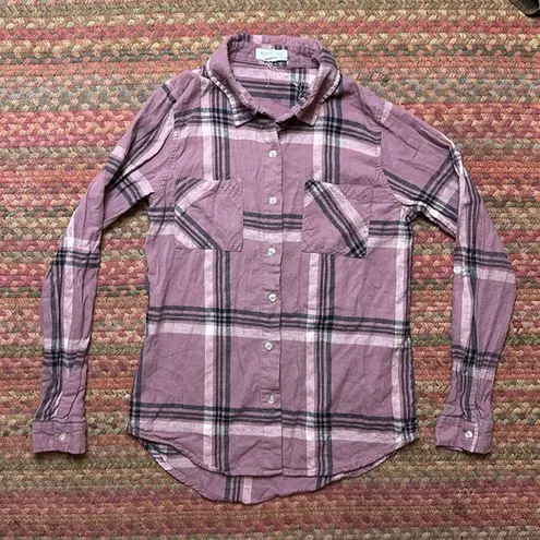 Full Tilt  PURPLE FLANNEL PLAID BUTTON UP