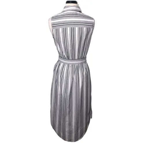Foxcroft Stripe Non-Iron Cotton Sleeveless Maxi Shirtdress 6 EUC