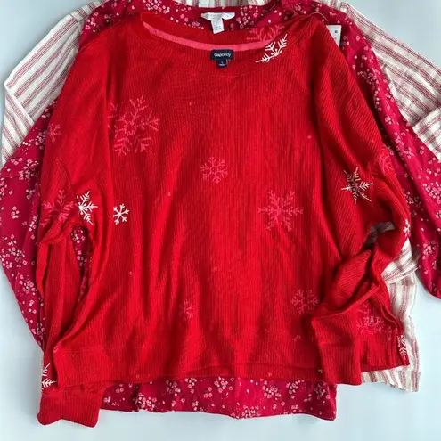 Charter Club & Gap Body Women's Size Large Set of 3 Holiday Red Long Sleeve PJ