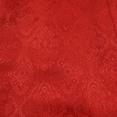 Laura Scott Red Jacquard Sheath Dress /Long Line Blazer Set Size 14 Work Holiday