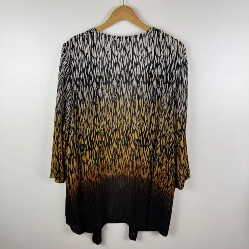 Catherines Open Front Cardigan Size 2X Ombre Animal Print Pleated Lightweight