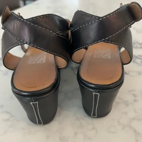 Salvatore Ferragamo Brown Leather Wedge Ankle Strap Sandals Size 8 1/2 EUC