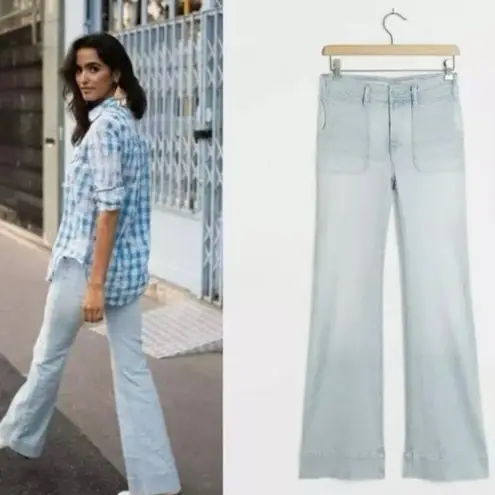 Pilcro and the Letterpress Pilcro By Anthropologie High Rise Trouser Bootcut Denim Jeans Light Blue Wash 28
