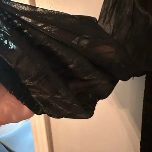 Voy Black Blouse with Sheer Sleeves Size Small NWT Office or Party Perfect