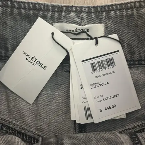 Isabel Marant Étoile Toria Denim Midi Jean Skirt in Washed Gray Size FR 34 NWT