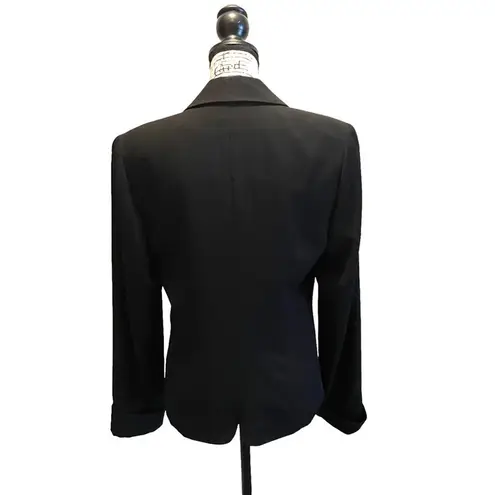 Henri Bendel Blazer Jacket Black Size 6 Tailored Vintage Roll Cuff sleeves