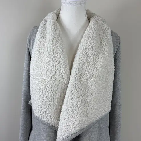 Abercrombie & Fitch  Sherpa Lined Scarf Neckline Open Cozy Cardigan Grey Small thumbnail 5