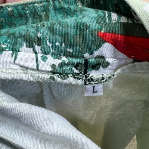 Alpine Scenic Winter Print Green Pleated Full A