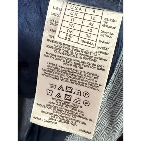 Brooks Brothers Womens Linen Blend Wide Leg Crop Pants Size 6 Denim Striped