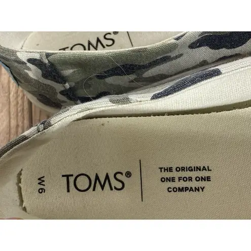 Toms Shoes Womens 6 Casual Slip On Flats Comfort Camo Print 10016779 Gray Fabric Green