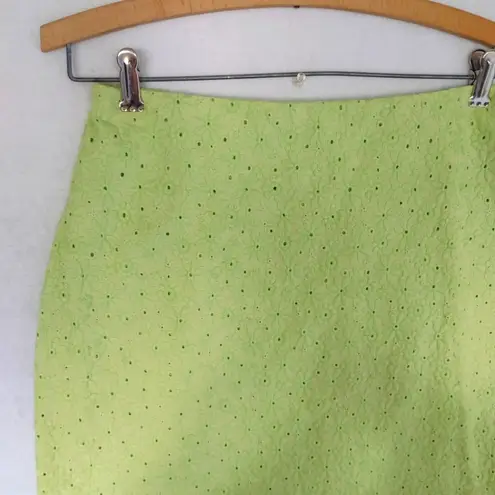 Denim & Co Larkspur Lime Floral Textured Skirt