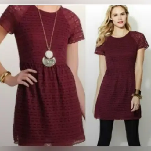 Free People  Maroon Dark Pink Candy Woven Mini Dress Size 8