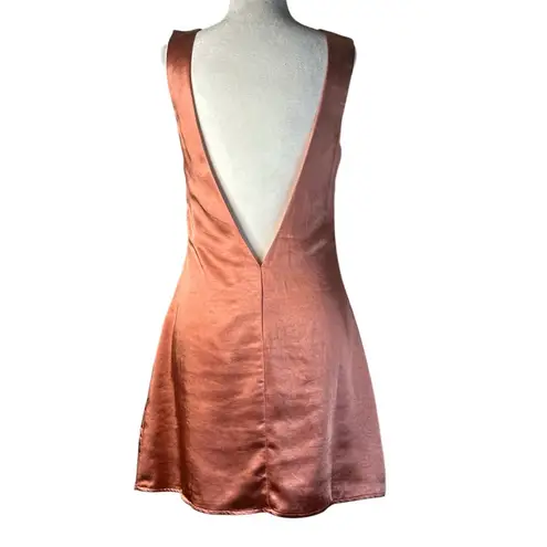 More To Come Bianca Open Back Dress in Blush Small New Womens Satin Mini Orange