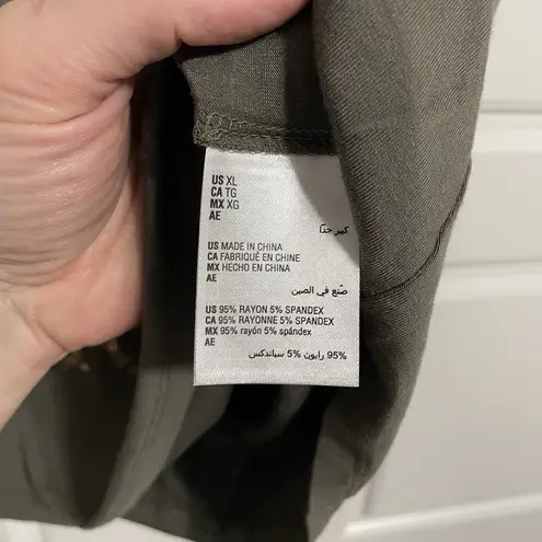 NWT INC International Concepts Olive Drab Sequin Zebra Print T Shirt XL Party Green