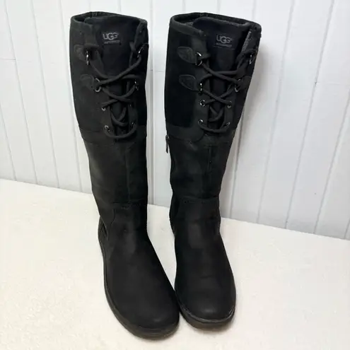 UGG  Elsa Waterproof Fleece Lined Rain Black Lace Up Women's Boots Size‎ 10