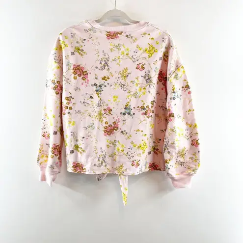 Parker Cinq a Sept  Sakura Floral Tie-Front Pullover Sweatshirt Pink Large