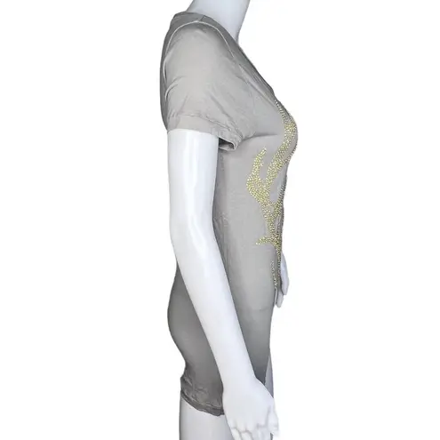 J. Crew Shirt Womens Small Gray Gold Beaded Antler T Shirt Tee Casual Preppy Gray