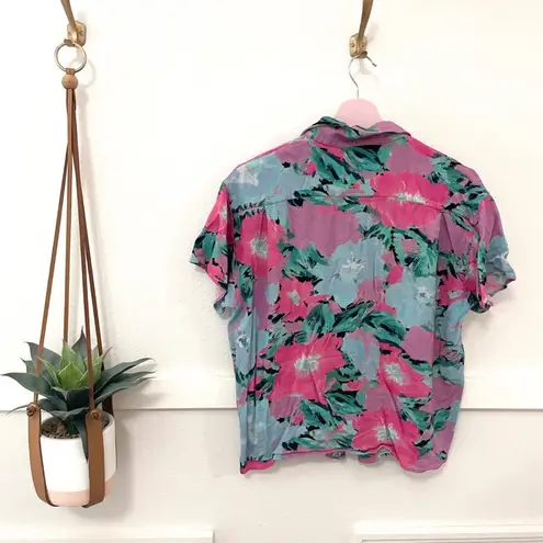 Jen's Pirate Booty Earth Floral Short Sleeve Top Size M