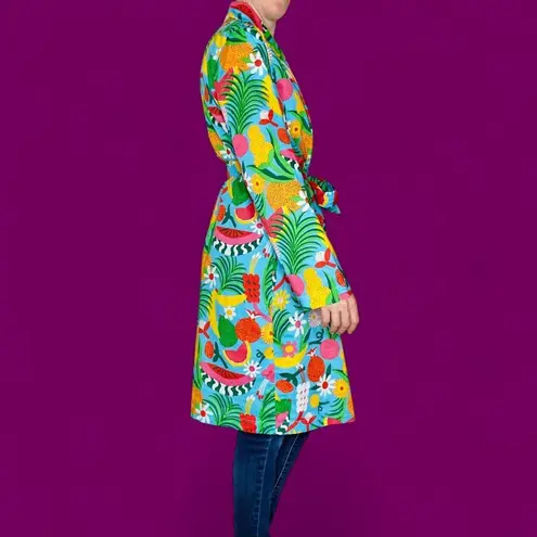 ban.do Leisure Blue Colorful Tutti Frutti Floral Cotton Robe Multiple