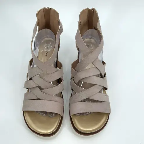 Maurice's  Sandals Womens 12 M CHENAY Strappy Beige Wedge Heels Back zip