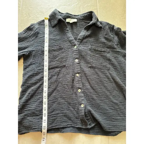 Pinch Top Womens Medium Black Gauzy Minimalist Beachy Coastal Capsule Neutral