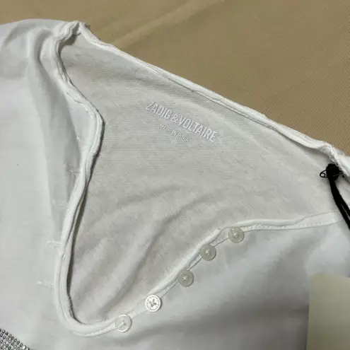 Zadig & Voltaire White Long Sleeve Scull Shirt