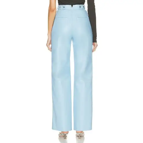 Nanushka Silke Pants in Azure Small New Womens Vegan Faux leather Blue Trousers