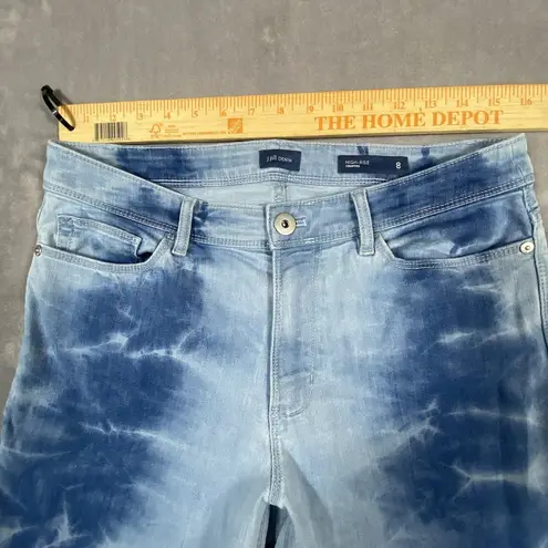 J Jill Womens High Rise Cropped Jeans 8 Blue Tie Dye Cuffed Stretch Denim