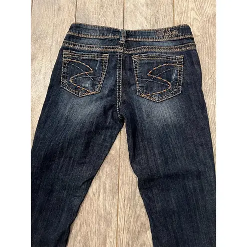 Silver Jeans Aiko Capri Cropped Denim size 28 Crop Cropped Womens Stretch Blue