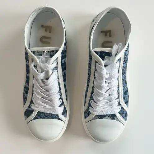 Furla Binding Lace-Up Leather Sneakers in Blue