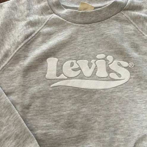 Levi's  LIGHT HEATHER GREY Women's Raglan Sleeve Graphic Sweatshirt Hoodie Med