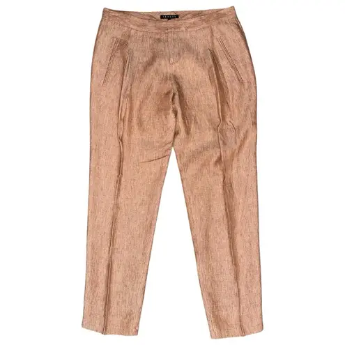 Theory  Women’s Size 8 Orange Speckled Linen Pleated Dalisha Red Bay Pants