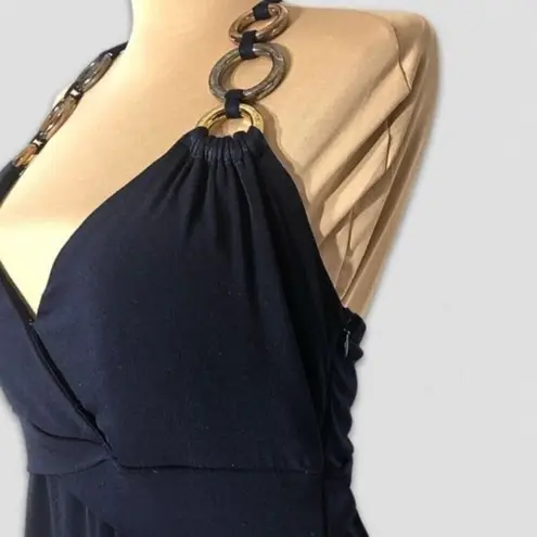 Boston Proper Navy Blue Halter A Line Dress Size 6