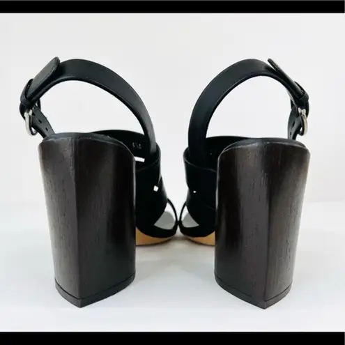 Salvatore Ferragamo Trezze 85mm Block Heel Slingback Leather Sandals Size 6.5 D