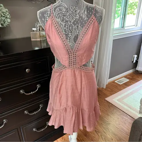 INDIKAH Rose Mauve Cutout Mini Dress – Size M