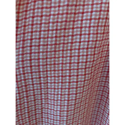 Loft  Red White Gingham Ruffle Collar Button Up Shirt Women's Size Small - Image 2